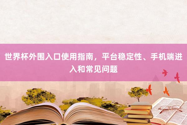 世界杯外围入口使用指南，平台稳定性、手机端进入和常见问题
